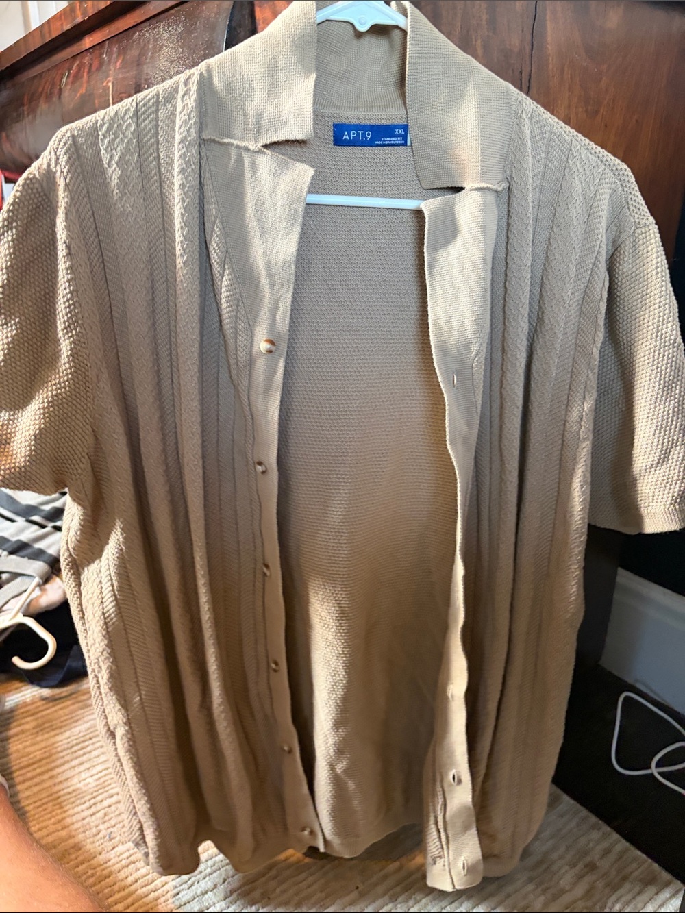 Apt. 9 Men's Tan Short-Sleeve Knit button down